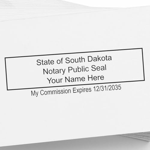 South Dakota Notary Public Stamp - Rectangular Self-Inking, 7/8 x 2-1/4, State Board Compliant, Ideal for SD Notary, Essential for Official Documents