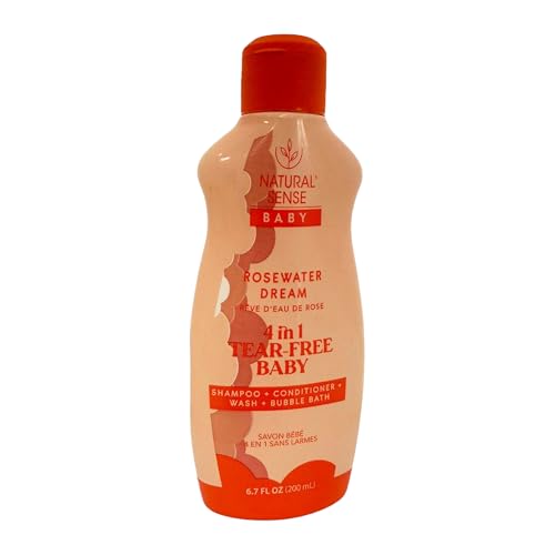 Dr. Natural 4-in-1 Tear-Free Baby - Head-to-Toe Baby Soap and Baby Shampoo - Bubble Bath for Kids - Moisturizing Body Wash - Rosewater Dream - 6.7 oz