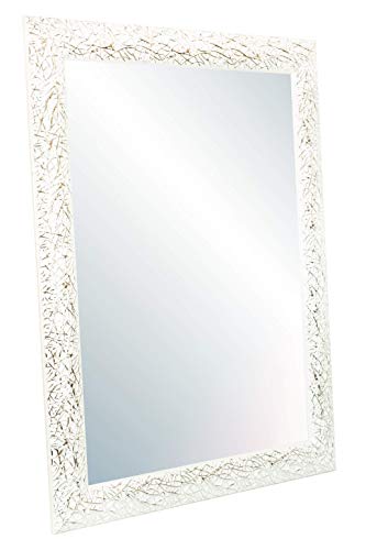 Chely Intermarket, Espejo de Pared Cuerpo Entero 40x60cm(52,50x62cm)/Blanco y plateado/Mod-131, Aptos para peluquerías, salón, recibidor, Dormitorio y oficinas. Fabricado en España. Material Madera.