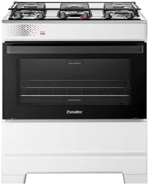 Fogão Esmaltec 5 Bocas Ideal Top Mesa Inox Tampa de Vidro Forno 8...