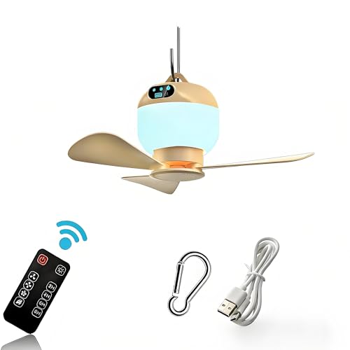 Negxi Tent Ceiling Fan with Light & Remote RV Camping Fan...