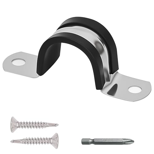 Oovivat Pipe Clamps NPS 1/2 Inches (Φ22MM)- 304 Stainless Steel & Rubber Lining 10 Pack