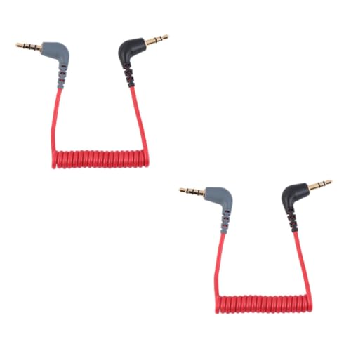 Cable de audio extensión 3.5mm rojo 0.75m 2 piezas miniatura 1