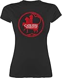 Shirt Damen - Nerd Geschenke - Catleesi Mother of Cats Logo - M - Schwarz - catleesi - L191