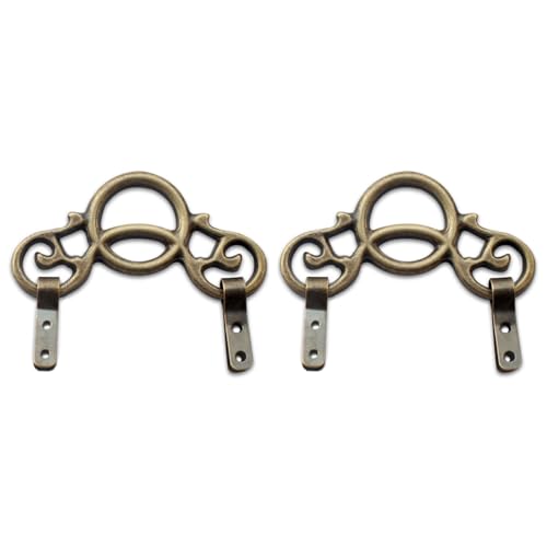 Image of Tiazza 2Pcs Chinese Style Vintage Brass Picture Frame Hook Hanger Decorative Painting Mirror Hanger (Antique Bronze)