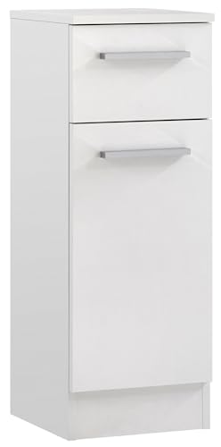 Pelipal Badezimmerschrank Quickset 335 in Weiß Glanz, 30 cm breit | Unterschrank mit 1 Tür, 1 Schubkasten und 1 Einlegeboden