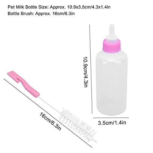 TITA-DONG Puppies Feeding Bottle, Pet Nursing Bottle Kits, Puppy Milk Feeder with Replacement Nipple and Cleaning Brushes, Cat Feeding Bottle for Newborn Kittens Puppies Rabbits Small Animals(Pink)