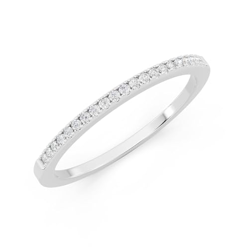 Dazzlingrock Collection 0.08 Cttw Womens Diamond Wedding Band, Real Natural Round White Diamond Minimalist Thin Stackable Ring for Her in 10K Solid White Gold, Size 6.5