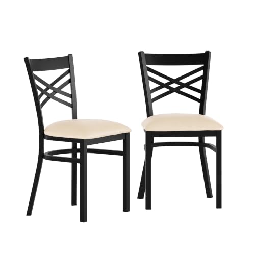Image of Flash Furniture Hercules X-Back Chair - Vinyl Seat, Black /Tan, 2-Pack