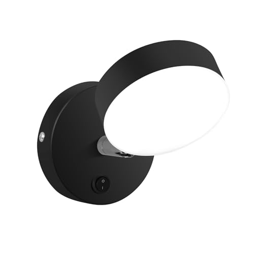 Image of Kawell Indoor LED Wall Light with Switch Modern LED Wall Sconce Rotatable Hardwired LED Wall Lamp Nordic Style for Bedside Study Child Room, Black