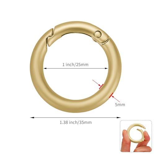Image of Gkeygo Key Ring Clip, 4 /5 Inch Keychain Rings, 8 Pack Round Carabiner Clip for Keys, Buckle, Bags, Purses - Key Chain Hooks Replacement Keychains Lanyard DIY Crafts - Pearl Gold