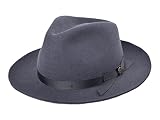 Bigalli Philip Hat 100% Fine Wool Felt Fedora Crushable Teardrop | Color Dark Grey Size L | Grosgrai