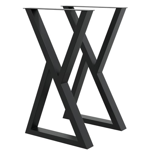 HAGO Patines de mesa DIY 45 x 71 cm en forma de X, estructura de mesa de comedor, patas triangulares, color negro