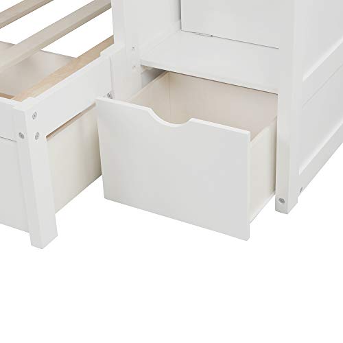 Softsea Twin Over Full Bunk Beds With Drawers For Kids, Twin Over Twin Bunk Bed With Storage Staircase And Convertible Bottom Bed For Bedroom(White) #TOP5