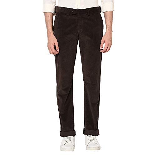 Image of Blackberrys Men's Cotton Blend Self-Design Slim Fit Casual Trousers