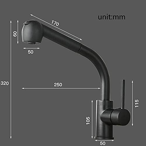 Robinet de cuisine avec douchette mitigeur d'évier noir à 360 ° - 3