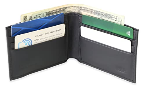 Kolossus Wallet for Men, Full Grain Leather, Minimalist Slim, RFID Blocking, Billfold with 6 Card Slots (Black)2