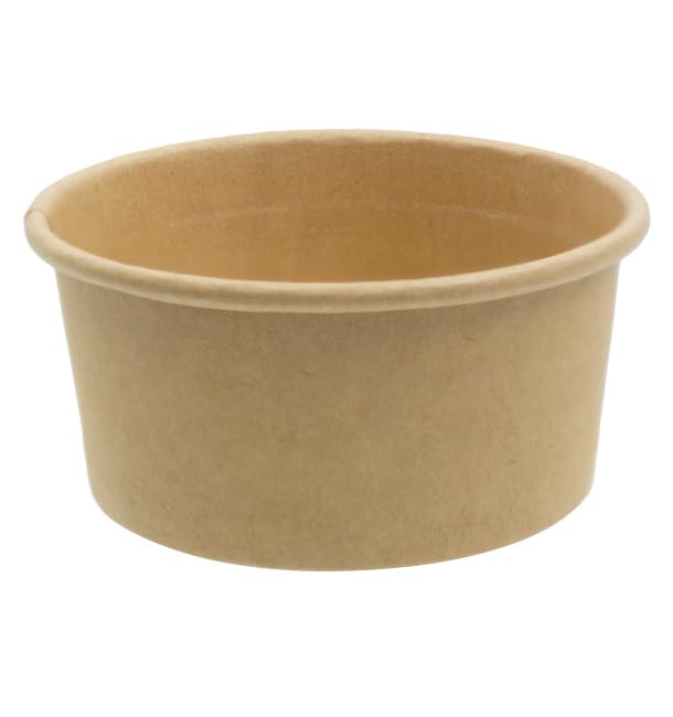 Monouso | 50 Tarrinas cartón kraft para salsas, 60ml, Ø6,7cm, Cuencos para salsas, Degustaciones, Reciclable, Biodegradable.