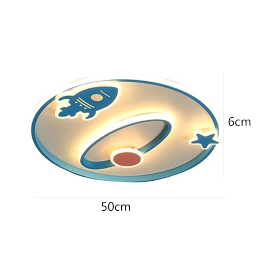 Luz De Techo LED Dimmable infantil con cohete azul de hierro y protección ocular para dormir 7