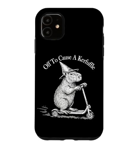Funny Retro Scooter Off To Cause A Kerfuffle Capybara Vibes �X�}�z�P�[�X iPhone 11 �p