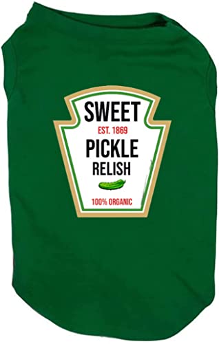 SUEOSU-Condiments-Shirts-for-Pet-Dogs-Cats-Matching-Mustard-Ketchup-Relish-Condiments-Dog-Costumes-Tshirts-Medium-Green