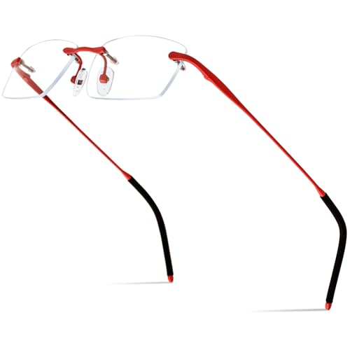 Image of Titanium Glasses Frame,Rimless Optical Eyewear Eyeglasses for Men and Women