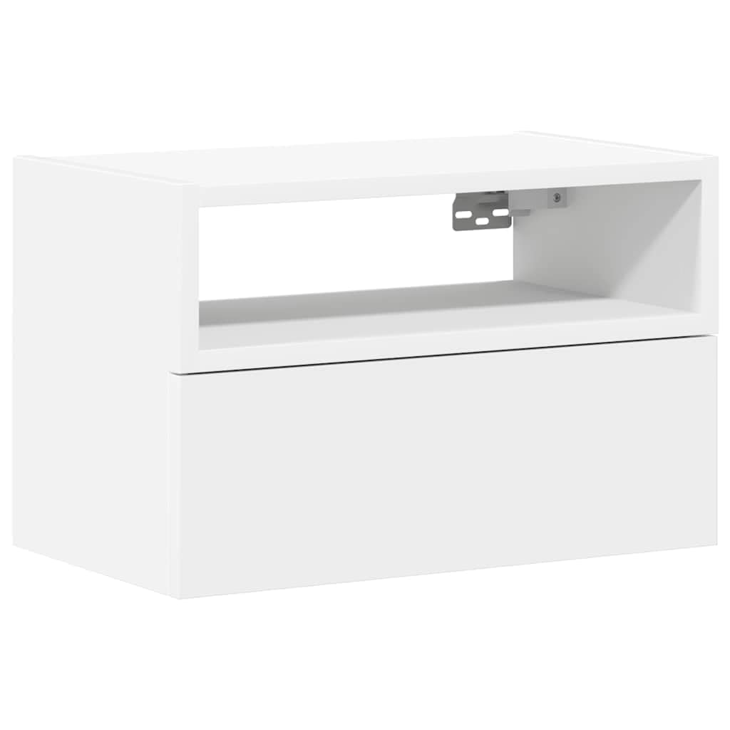 vidaXL Mesita de Noche de Pared Blanco 45x26x28,5 cm, mesita de Noche Flotante, mesilla de Noche, Armario, mesita de Noche, Muebles de Dormitorio