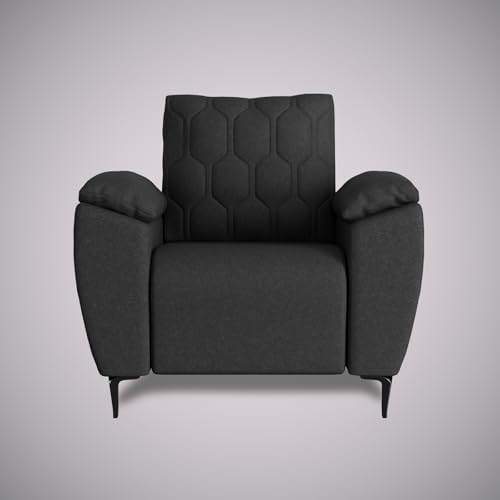 Image of Centuary Sleepables Modena Premium Sofa|Classy Quilted Suede Fabric Upholstery|Fiber-Filled Back Cushion|Wide Plush Fibrefilled Armrests|Ergonomic Lumbar Support |Charcoal Grey|3 Years Warranty