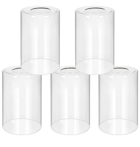 5 Pack Clear Glass Lamp Shade?Glass Shade Covers Replacements for Light Fixtures?Cylinder Globe Glass Shades Covers for Pendant Lights Chandeliers Wall Sconces Bath Vanity Lights