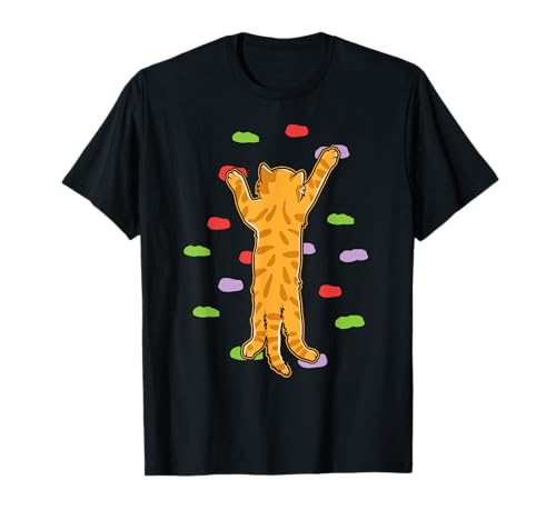 Funny Cute Bouldering Rock Climbing Cat T-Shirt