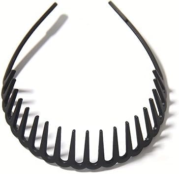 Image of VedicBloo 4 Pcs Shark Tooth Resin Hairband, Non-Slip Adjustable Wavy Hair Hoop, Fashion Sports Yoga Headband for Women Girls, Black & Navy Blue, 2 Pcs Each Color