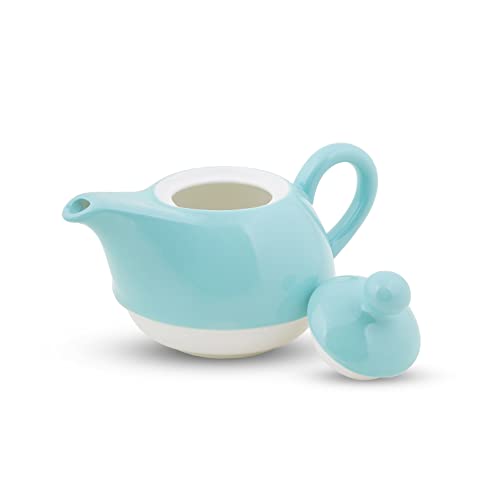 Image of Dandy Lines Tea for One Tea Set in Teal, Ceramic Tea Set, Pack of 4, Microwave & Dishwasher Safe, Great for Hosting & Gifting