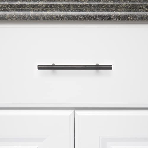 Image of South Main Hardware Euro Bar Cabinet Drawer Pull Handle (3 /8 inch Diameter), 5.88 inch Length (3.5 inch Hole Center), Oil Rubbed Bronze, Mounting Hardware Included, 10-Pack
