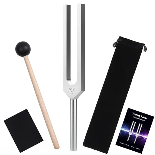 DiDiBirDi 512Hz Tuning Fork, Aluminum Alloy, Includes Silicone Hammer and Storage Bag for...