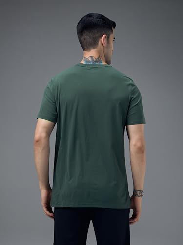 Image of TECHNOSPORT Men's Slim Fit Solid Crew Neck T-Shirt, Cotflex Quick Dry Wrinkle Resistant Polyester Sports Tee for Gym, Running, Training, Sports
