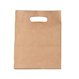 Kraft Papier Tragetaschen mit Henkel, Braun, Umweltfreundliches Papier, Sicherheitskleber, 26 x 14 x 29 cm, 90 gr, 50 Stück