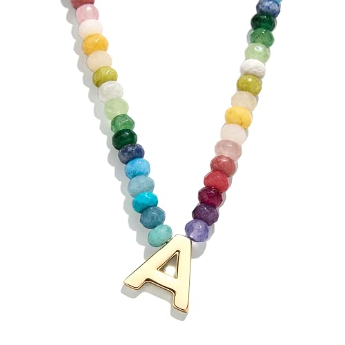 Semi-Precious Block Initial Necklace
