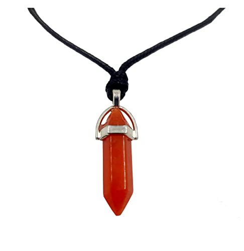 Pendentif en pierre naturelle avec chaîne de fil ciré et message avec ses propriétés, taille unique, Pierre, Non applicable Cover