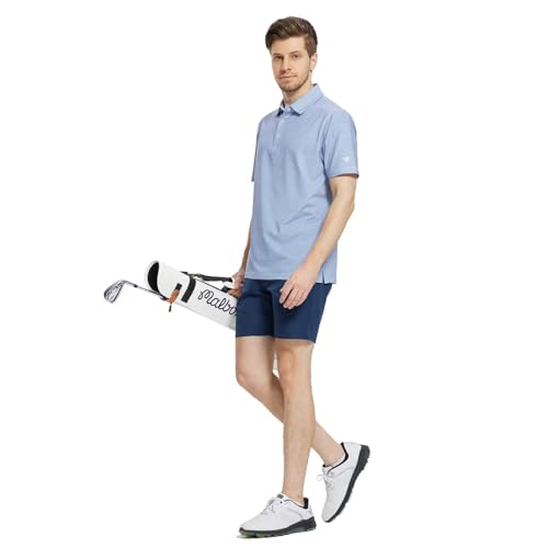 Image of M MAELREG Mens Golf Shirt Short Sleeve Dry Fit Print Moisture Wicking Performance Patterns Collared Polo Shirt