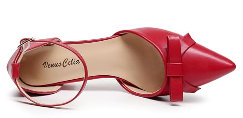 VenusCelia Women's Brightest Strap Pump Block Heel Shoe4