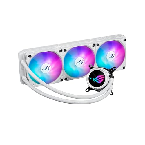 ASUS ROG Strix LC III 360 ARGB White Edition All-in-one CPU Liquid Cooler with 360° rotatable Water Block, Asetek’s New Gen7 v2 Pump, Premium ROG ARGB Fans, and 10+ Custom Aura Lighting Effects
