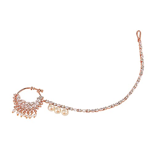 SARAF RS JEWELLERY-Rose AD & Pearl studded Handcrafted Nose Ring (B095C4FTF4) Amazon Price History, Amazon Price Tracker
