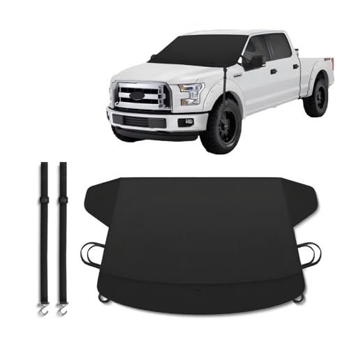 Image of 1 PC Windshield Cover, 70.87 inch x 47.24 inch 190d Oxford Car Exterior Accessories, Windproof Winter Anti-Frost and De-Icing Windshield Snow Cover, Universal for Most Cars (Black)