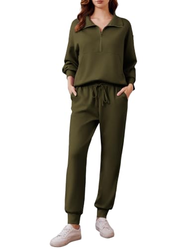 Image of PINSPARK 2 Piece Sets for Women Long Sleeve Half Zip Tracksuit Jogger Sets