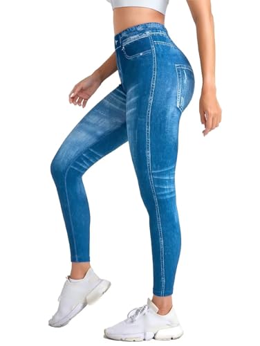High Waisted Skinny Butt Lifting Jeans Leggings Tummy Control Jeggings for Women with Pockets