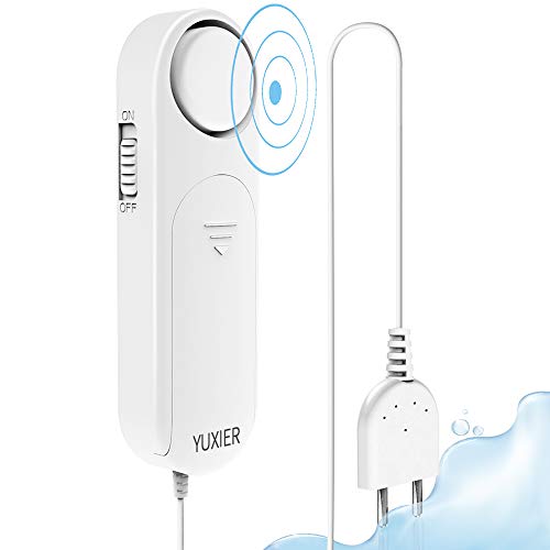 YUXIER Water Leak Alarm Detector Flooding Sensor Alert 110 Db Battery Operated -Fish