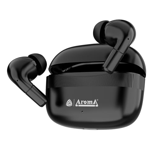 Image of AROMA TWS22 Zivo V5.4 True Wireless Earbuds, Punk Black | up to 60H Playtime, ENC, Fast Charging, Heavy Bass, Bluetooth