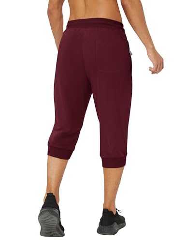MAGNIVIT Men's 3/4 Jogger Capri Pants Workout Gym Below Knee Shorts Zipper Pockets Jogger Sweatpant Capris for Men