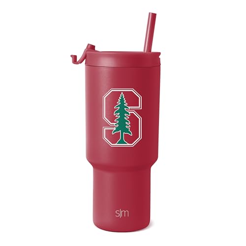 Simple Modern Officially Licensed Collegiate Stanford Cardinal 30 oz Tumbler with Flip Lid and Straws | Insulated Cup Stainless Steel | Gifts for Men Women | Trek Collection | Stanford University