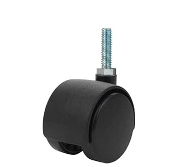 Twin Wheel Caster – 2” Nylon Hooded Swivel Caster With 5/16-18 Threaded Stem, No Brake (110 Lb Capacity) - View #7